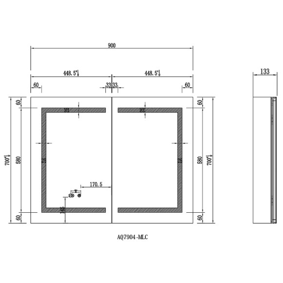 Зеркальный шкаф Aquatek 90 AQ7904-MLC с подсветкой Хром Зеркальный шкаф Aquatek 90 AQ7904-MLC с подсветкой Хром