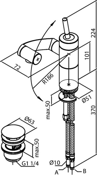 Смеситель для раковины Damixa Arc 290217464 Хром Черный Смеситель для раковины Damixa Arc 290217464 Хром Черный