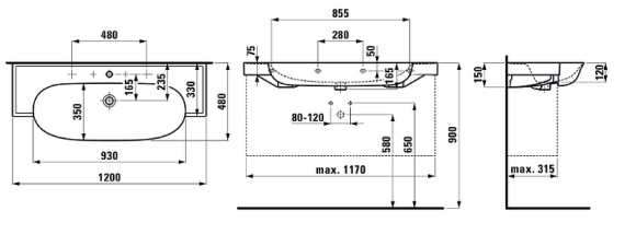 Раковина Laufen The New Classic 120 8.1385.8.000.104.1 Белая
