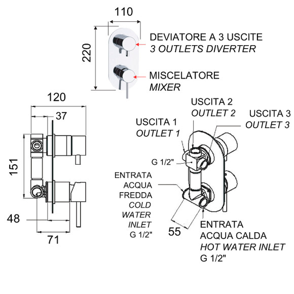 Смеситель для душа Remer X-Style X93 Хром Смеситель для душа Remer X-Style X93 Хром