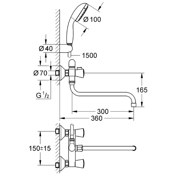 Смеситель для ванны Grohe Costa S 2679210A универсальный Хром Смеситель для ванны Grohe Costa S 2679210A универсальный Хром