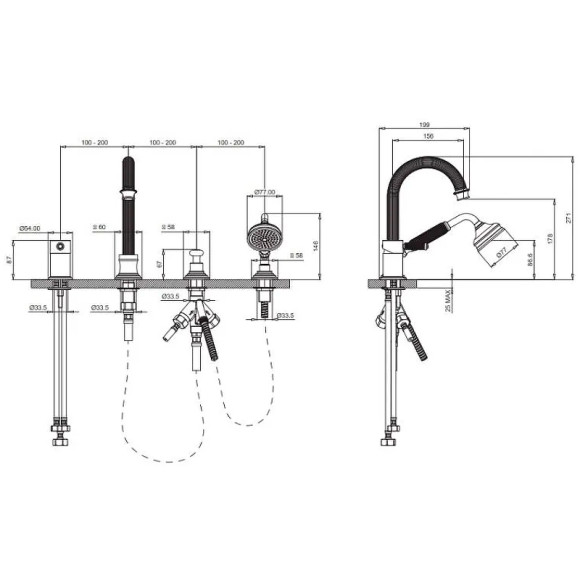 Смеситель на борт ванны Cezares Aphrodite APHRODITE-BVDM-01-Bi Хром Смеситель на борт ванны Cezares Aphrodite APHRODITE-BVDM-01-Bi Хром