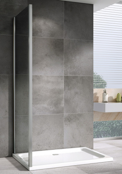Душевая стенка Abber Schwarzer Diamant 90x195 S90 профиль Хром стекло прозрачное Душевая стенка Abber Schwarzer Diamant 90x195 S90 профиль Хром стекло прозрачное