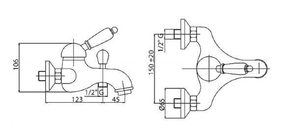 Смеситель для ванны Cezares Vintage VINTAGE-VM-03/24-Sw Золото 24 карат