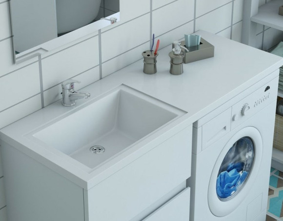 Раковина Эстет Даллас 120 L ФР-00001490 с местом под стиральную машину Белая Раковина Эстет Даллас 120 L ФР-00001490 с местом под стиральную машину Белая
