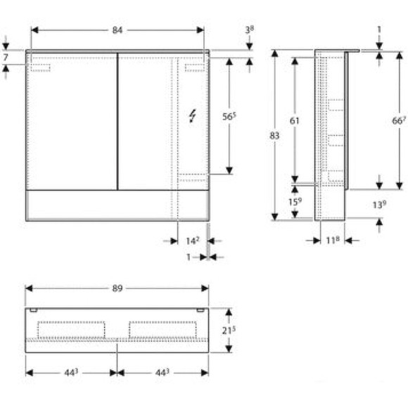 Зеркальный шкаф Geberit Acanto 90 500.646.00.2 Дуб Мистик