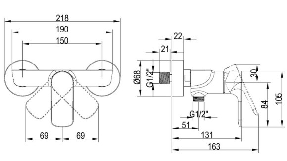 Смеситель для душа Villeroy&Boch O.Novo TVS10400100061 Хром Смеситель для душа Villeroy&Boch O.Novo TVS10400100061 Хром