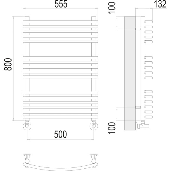 Водяной полотенцесушитель Terminus Марио П16 500х800 4670078530738 Хром, нижнее подключение, G 1/2" ВР, с комплектом вентилей Водяной полотенцесушитель Terminus Марио П16 500х800 4670078530738 Хром, нижнее подключение, G 1/2" ВР, с комплектом вентилей