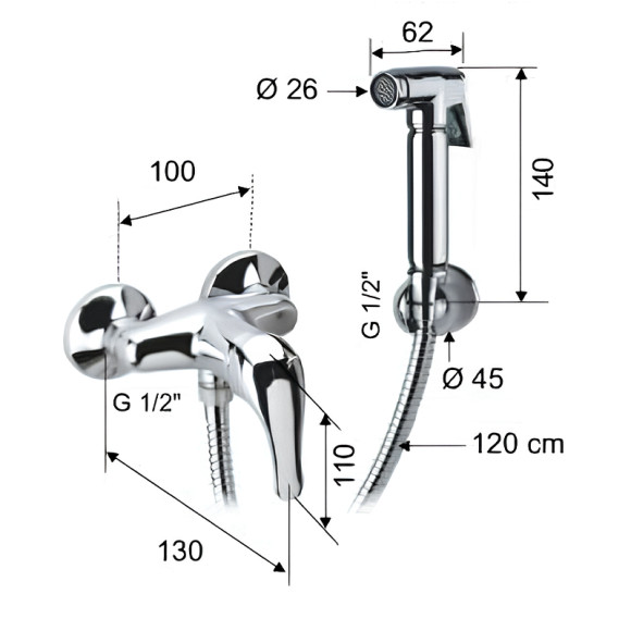 Гигиенический душ со смесителем Remer C332RELA Хром Гигиенический душ со смесителем Remer C332RELA Хром