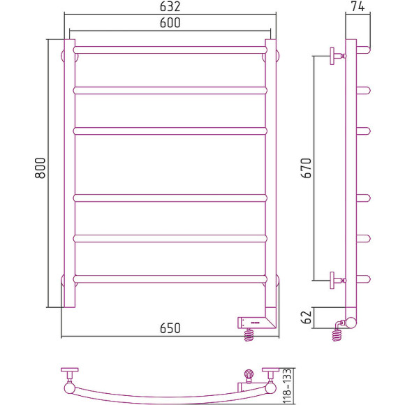 Электрический полотенцесушитель Сунержа Галант 2.0 800x600 R 31-5201-8060 Черный матовый