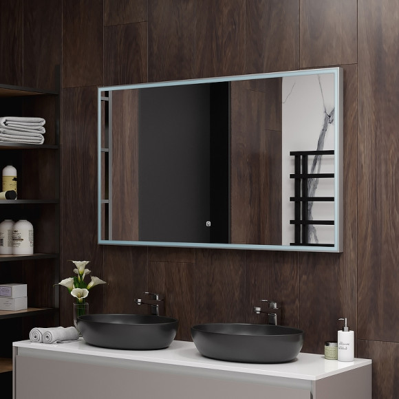 Зеркало Континент Sting 1200х700 ЗЛП513 с подсветкой Серебро с сенсорным выключателем