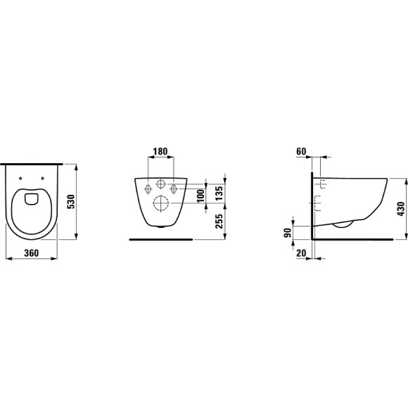 Комплект унитаза с инсталляцией Laufen Pro Rimless ПЭК Z.RU93.0.761.6 с сиденьем Микролифт и Белой клавишей смыва