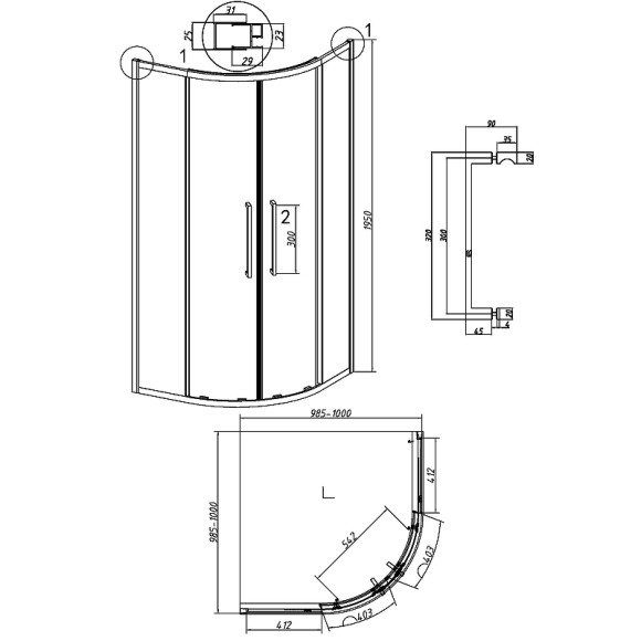 Душевой уголок Grossman Cosmo 100х100 301.K33.02.1010.21.02 профиль Черный матовый стекло шиншилла Душевой уголок Grossman Cosmo 100х100 301.K33.02.1010.21.02 профиль Черный матовый стекло шиншилла