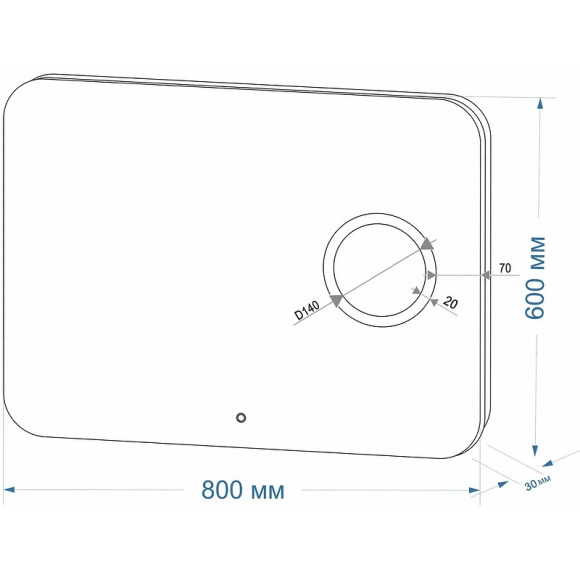 Зеркало Континент Elegant 800х600 ЗЛП78 с подсветкой с сенсорным выключателем