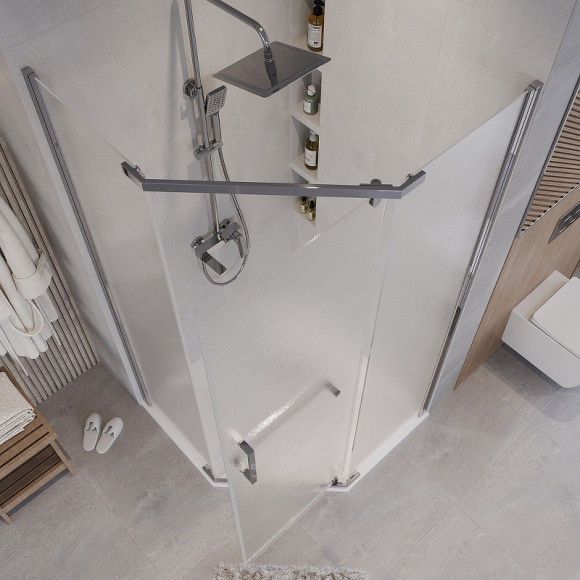 Душевой уголок Grossman Pragma 90х90 302.K33.03.9090.10.02 профиль Хром стекло шиншилла Душевой уголок Grossman Pragma 90х90 302.K33.03.9090.10.02 профиль Хром стекло шиншилла