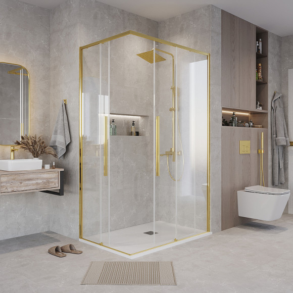 Душевой уголок Grossman Galaxy 90х70 300.K33.01.9070.32.00 профиль Золото сатин стекло прозрачное Душевой уголок Grossman Galaxy 90х70 300.K33.01.9070.32.00 профиль Золото сатин стекло прозрачное