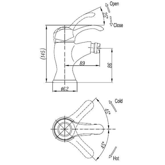 Смеситель для биде Cezares Lira LIRA-C-BS1-03 Золото