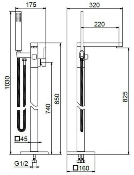 Смеситель для ванны Webert Pegaso PE851101010 Золото