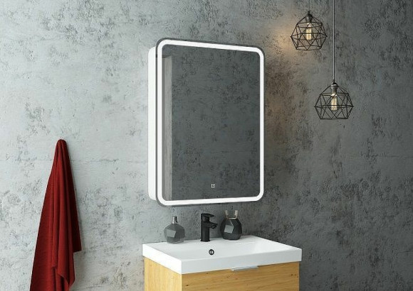 Зеркальный шкаф Art&Max Platino AM-Pla-600-800-1D-L-DS-F с подсветкой с сенсорным выключателем Белый Зеркальный шкаф Art&Max Platino AM-Pla-600-800-1D-L-DS-F с подсветкой с сенсорным выключателем Белый