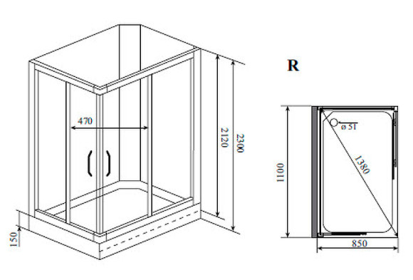 Душевая кабина Timo Lux 110x85 TL-1504R с гидромассажем Душевая кабина Timo Lux 110x85 TL-1504R с гидромассажем