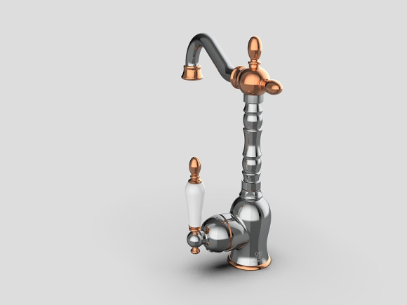 Смеситель для раковины GPD Retro Colored MTL180-K-R Хром Розовое золото