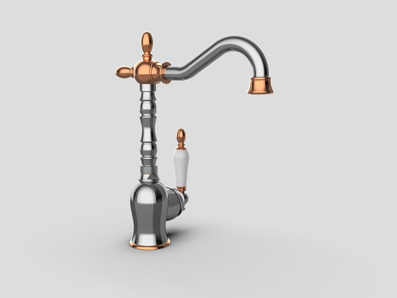 Смеситель для раковины GPD Retro Colored MTL180-K-R Хром Розовое золото