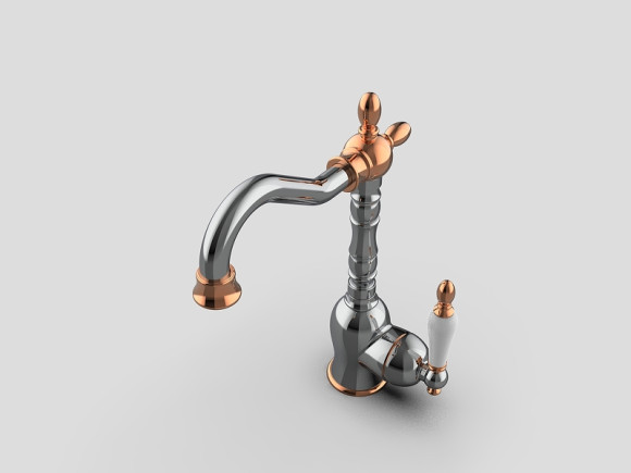 Смеситель для раковины GPD Retro Colored MTL180-K-R Хром Розовое золото