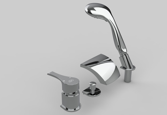 Смеситель на борт ванны GPD Atros Mak66 Хром