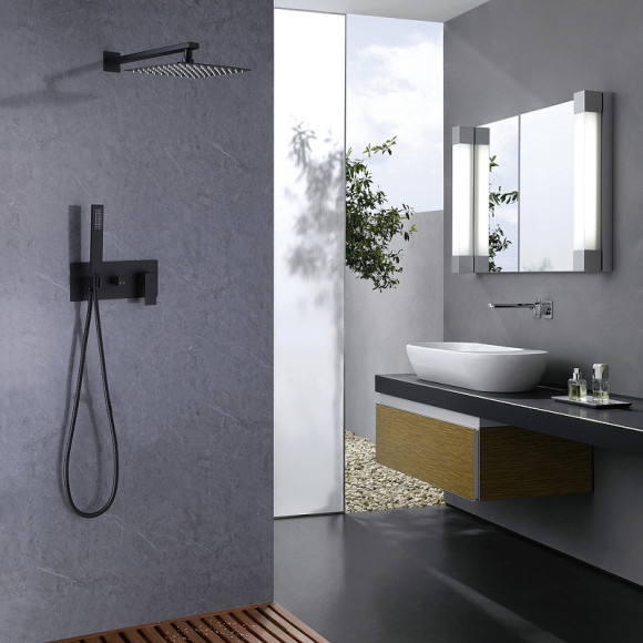 Душевая система Abber Daheim AF8218B Черная матовая Душевая система Abber Daheim AF8218B Черная матовая