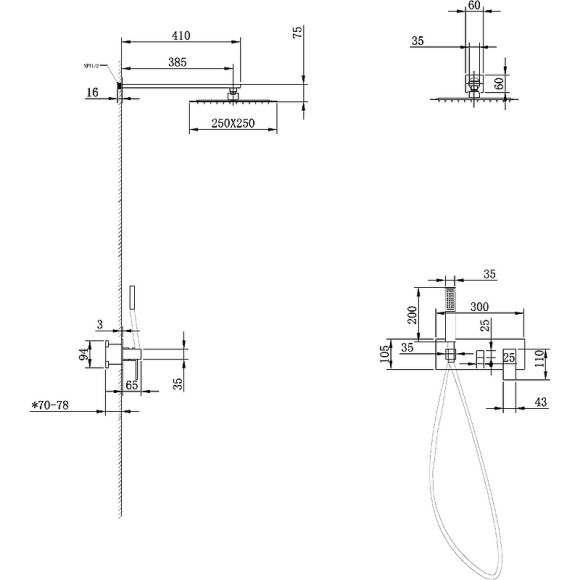 Душевая система Abber Daheim AF8218B Черная матовая Душевая система Abber Daheim AF8218B Черная матовая