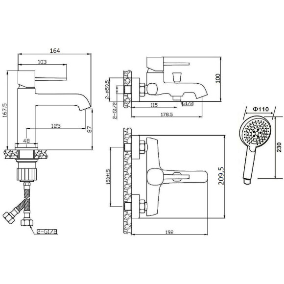 Комплект смесителей Orange Karl M05-311w Белый