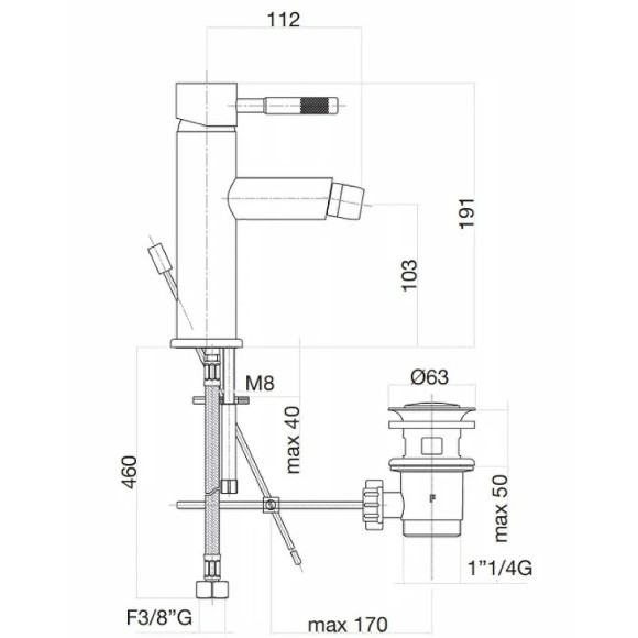 Смеситель для биде Webert Rimini RI840102010 Золото Смеситель для биде Webert Rimini RI840102010 Золото