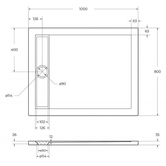 Акриловый поддон для душа BelBagno Due 100x80 TRAY-BB-DUE-AH-100/80-4-W0 Белый