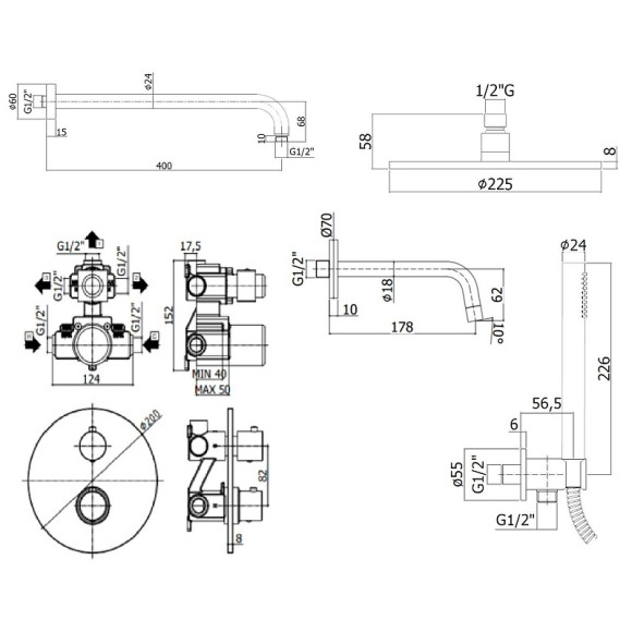 Душевая система Paffoni Light KITLIQ019BO045 с термостатом Белая матовая