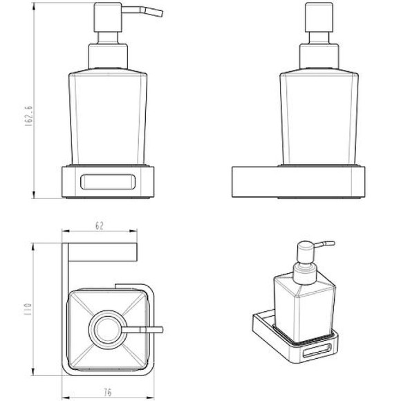 Дозатор для жидкого мыла Boheme Q 10957-MG Золото матовое Дозатор для жидкого мыла Boheme Q 10957-MG Золото матовое