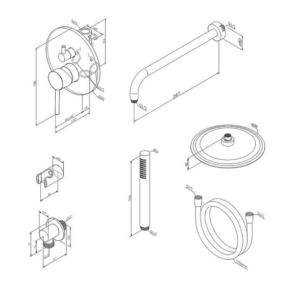 Душевая система Damixa Scandinavian Pure 936520300 Черная матовая