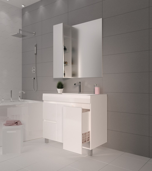 Тумба под раковину 1MarKa Cube 100Н У79527 Белый глянец Тумба под раковину 1MarKa Cube 100Н У79527 Белый глянец