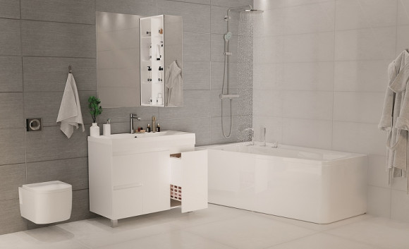 Тумба под раковину 1MarKa Cube 100Н У79527 Белый глянец Тумба под раковину 1MarKa Cube 100Н У79527 Белый глянец