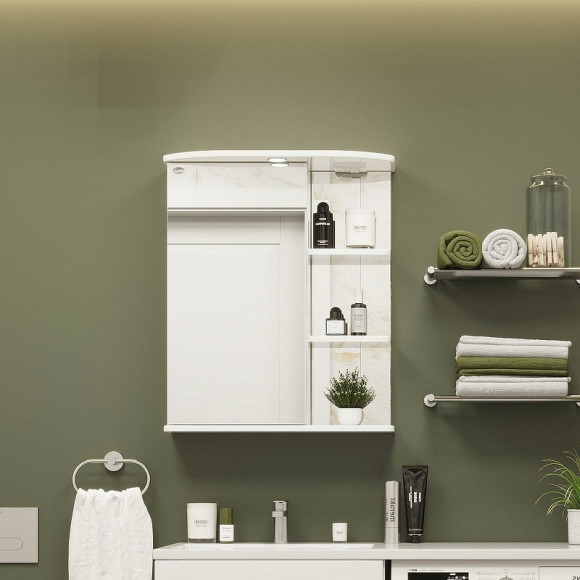 Зеркальный шкаф Onika Карина 55.01 L 205512 с подсветкой Белый Зеркальный шкаф Onika Карина 55.01 L 205512 с подсветкой Белый