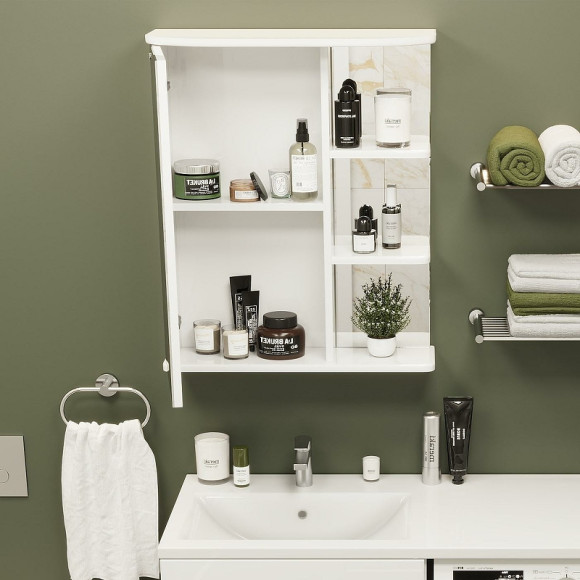 Зеркальный шкаф Onika Карина 55.01 L 205512 с подсветкой Белый Зеркальный шкаф Onika Карина 55.01 L 205512 с подсветкой Белый