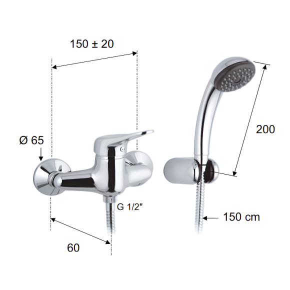 Смеситель для душа Remer Kiss K39 Хром Смеситель для душа Remer Kiss K39 Хром