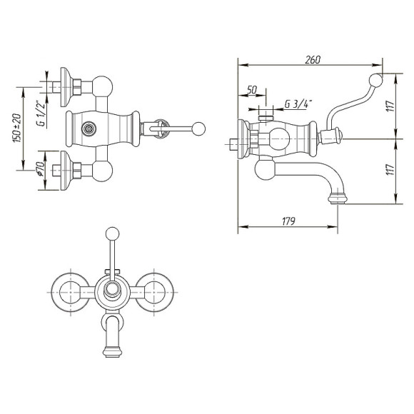 Смеситель для ванны Migliore Vivaldi 19541 Хром