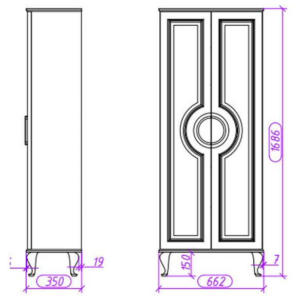 Шкаф пенал Caprigo Valletta 66 35351-SF027 Белый матовый