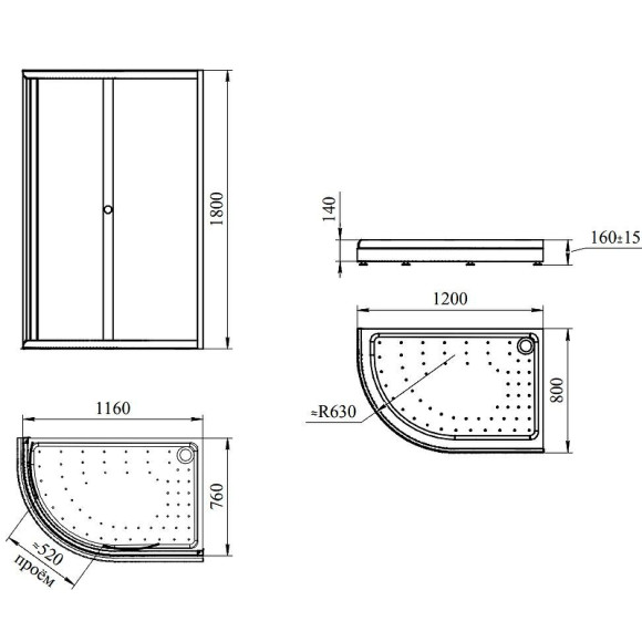 Душевой уголок Radomir Соул 3 120x80 R 1-03-6-2-0-0080 профиль Черный стекло прозрачное Душевой уголок Radomir Соул 3 120x80 R 1-03-6-2-0-0080 профиль Черный стекло прозрачное
