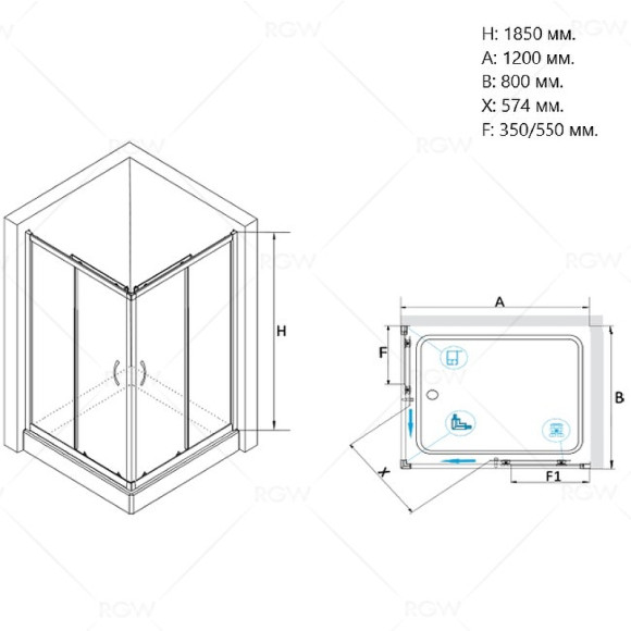 Душевой уголок RGW Passage PA-146 120х80 020814682-11 профиль Хром стекло прозрачное Душевой уголок RGW Passage PA-146 120х80 020814682-11 профиль Хром стекло прозрачное