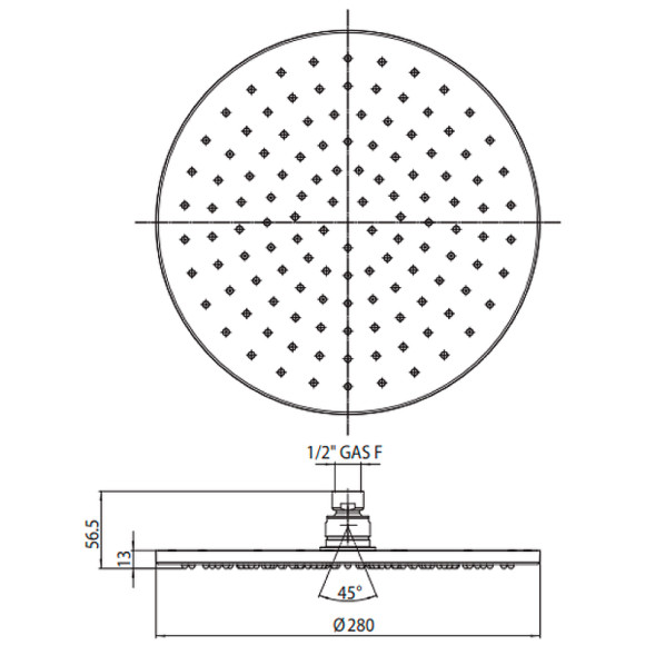 Верхний душ Bossini Cosmo I00596.073 Черный матовый Верхний душ Bossini Cosmo I00596.073 Черный матовый