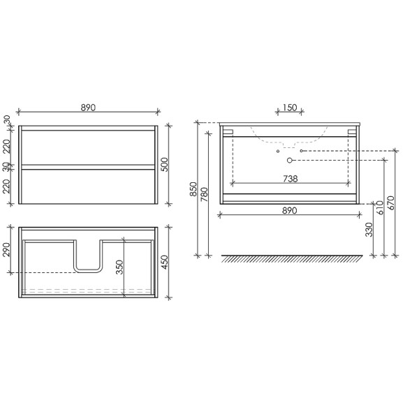 Тумба под раковину Sancos Libra 90 LB90EG подвесная Дуб галифакс натуральный