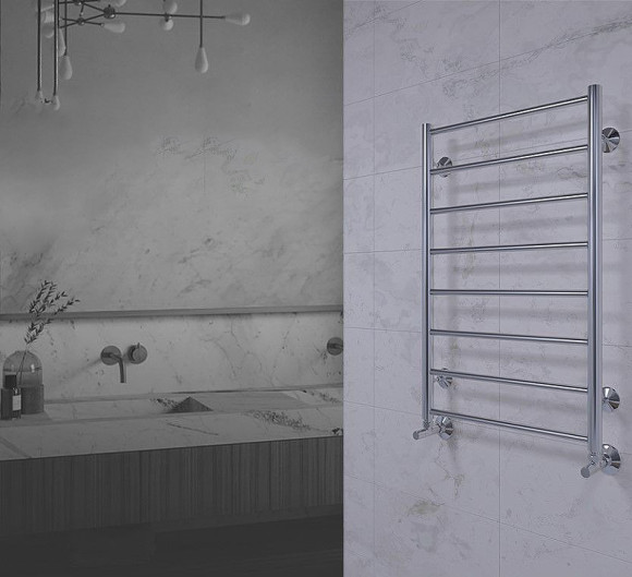 Водяной полотенцесушитель Terminus Аврора П8 500x800 4670078529947 Хром, нижнее подключение, G 1/2" ВР