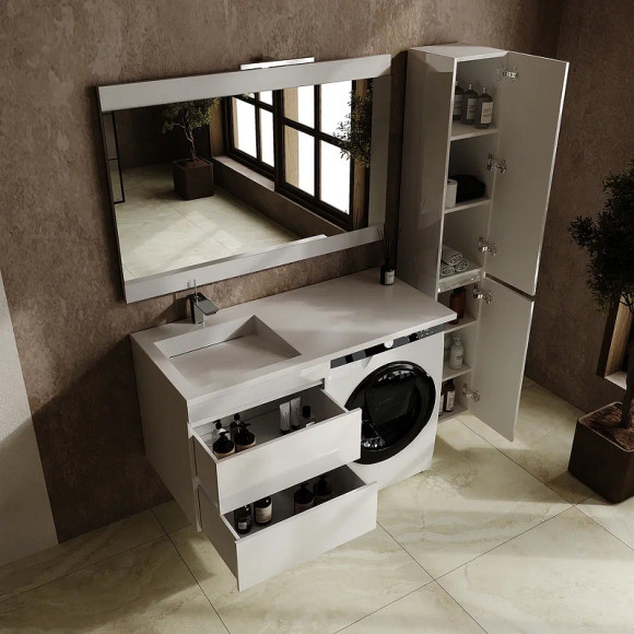 Тумба под раковину Style Line Даллас Леон 120 Люкс Plus СС-00002440 подвесная Белая Тумба под раковину Style Line Даллас Леон 120 Люкс Plus СС-00002440 подвесная Белая