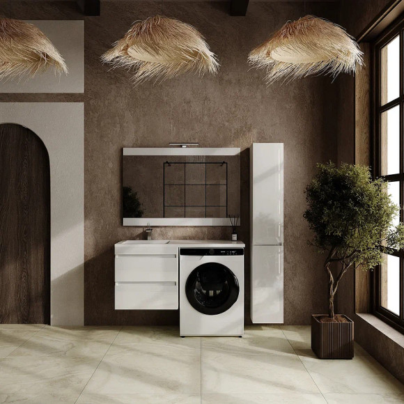 Тумба под раковину Style Line Даллас Леон 120 Люкс Plus СС-00002440 подвесная Белая Тумба под раковину Style Line Даллас Леон 120 Люкс Plus СС-00002440 подвесная Белая